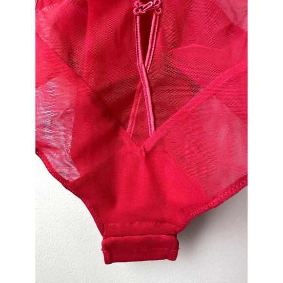 $446 La Perla Red Lace Bodysuit One Piece Womens Size Small Lingerie New - Picture 5 of 10